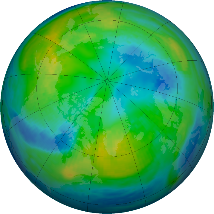 Arctic ozone map for 25 October 1987